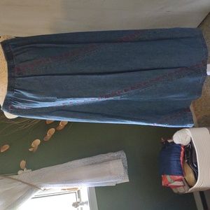 Blair maxi blue jean skirt with roses on it. Size small.